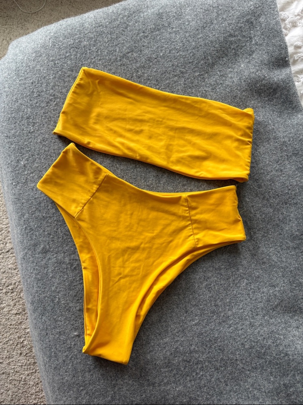 Zaful Mustard Yellow Bandeau High-Cut Bikini Set